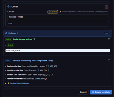 Figure 7 — Variable sample values panel with variable numbering info.